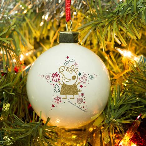 Personalised Peppa Pig Glitter Bauble Extra Image 1